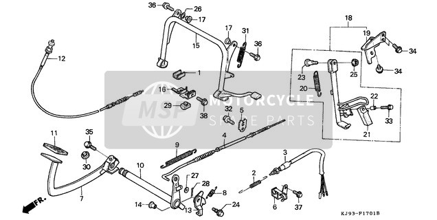 Honda CH125 1993 Estar/Pedal de freno (CH125J/L/M/N/P/R) para un 1993 Honda CH125